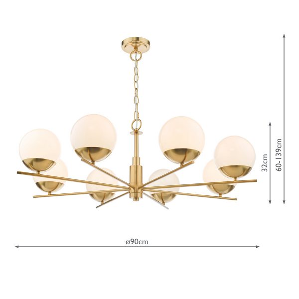 Bombazine 8 Light Pendant Natural Brass Opal Glass - Image 10