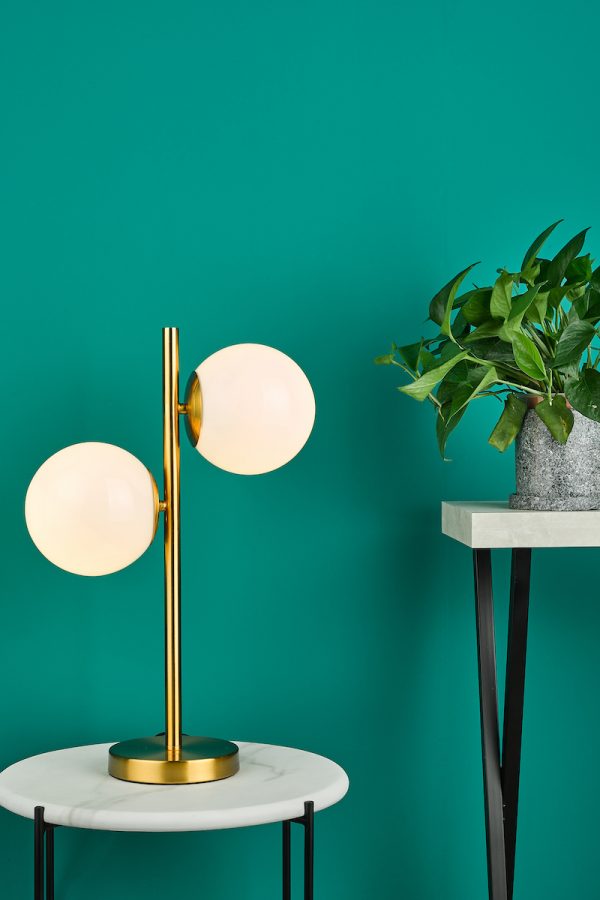 Bombazine 2 Light Table Lamp Natural Brass Opal Glass - Image 5