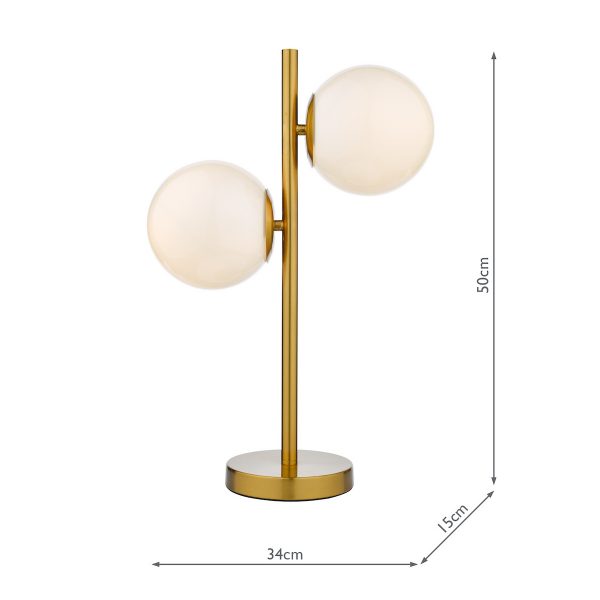 Bombazine 2 Light Table Lamp Natural Brass Opal Glass - Image 7