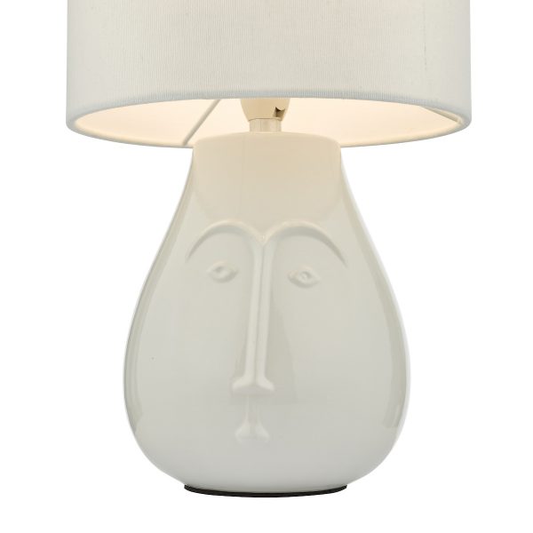 Boris Table Lamp White Ceramic With Shade - Image 3