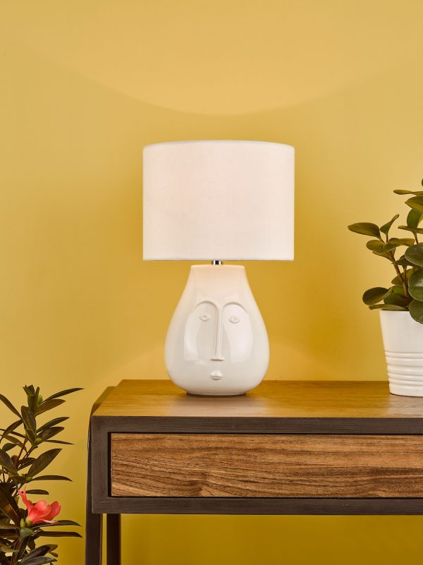 Boris Table Lamp White Ceramic With Shade - Image 4