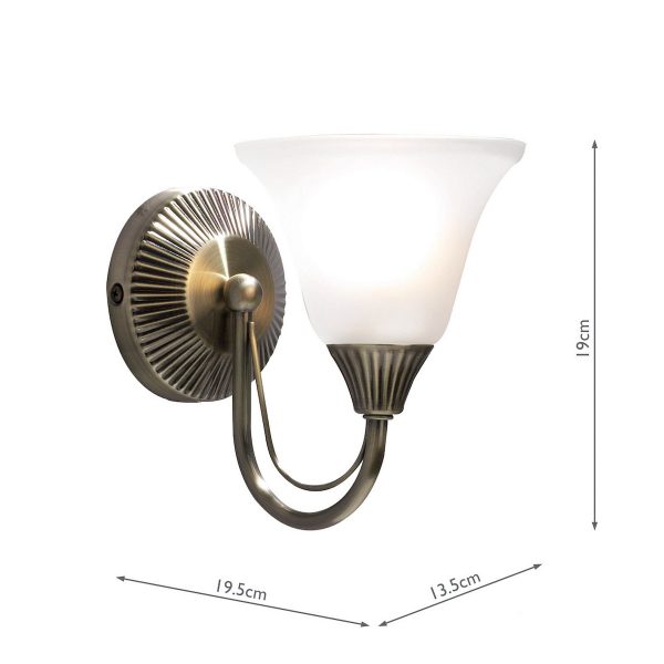 Boston Wall Light Antique Brass Opaque Glass - Image 3