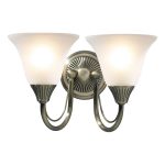 Boston 2 Light Wall Light Antique Brass Opaque Glass