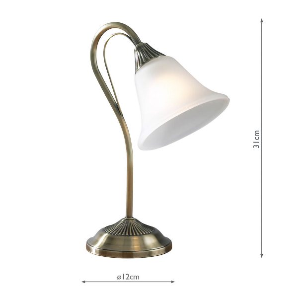 Boston Table Lamp Antique Brass Opaque Glass - Image 8