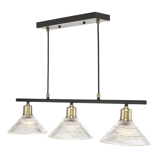 Boyd 3 Light Bar Antique Brass with Glass Shade