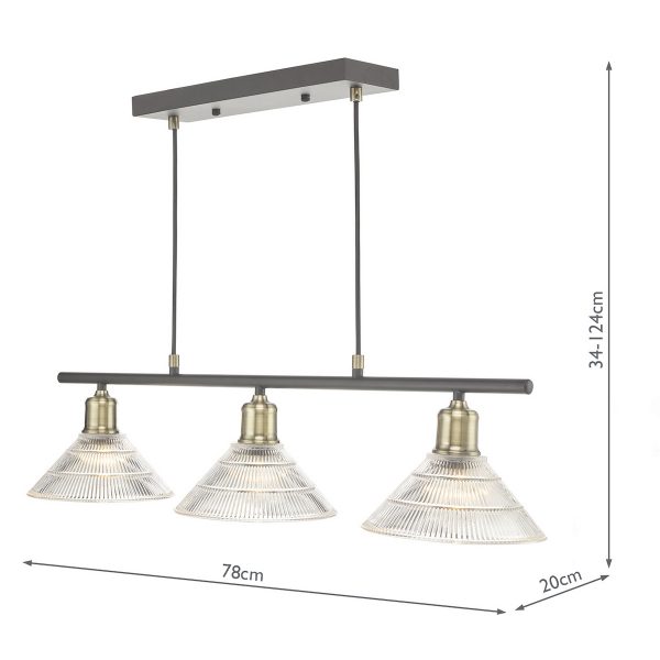 Boyd 3 Light Bar Antique Brass with Glass Shade - Image 7