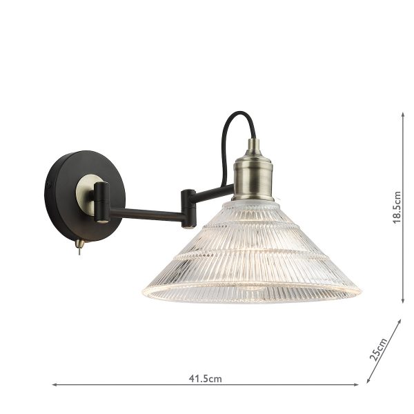 Boyd Wall Light Antique Brass and Ribbed Glass - Image 5