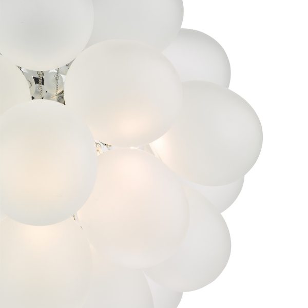 Bubbles 6 Light Pendant Polished Chrome Frosted Glass - Image 4