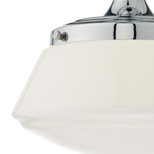Caden Bathroom Semi Flush Polished Chrome Opal Glass IP44 - Image 2