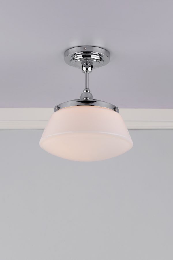 Caden Bathroom Semi Flush Polished Chrome Opal Glass IP44 - Image 5