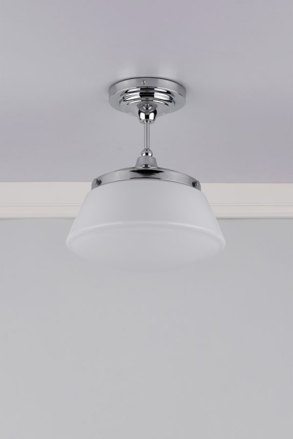 Caden Bathroom Semi Flush Polished Chrome Opal Glass IP44 - Image 6
