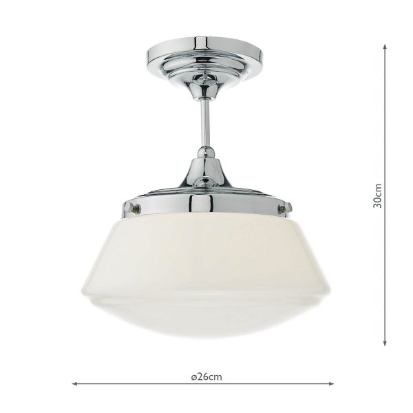 Caden Bathroom Semi Flush Polished Chrome Opal Glass IP44 - Image 7