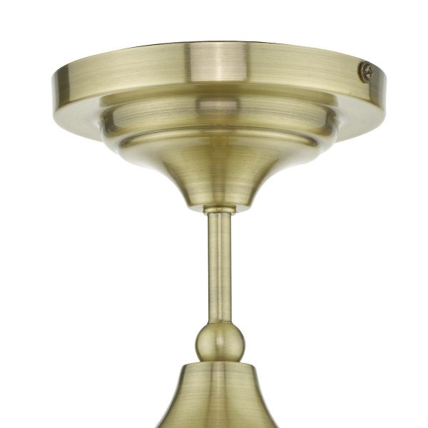 Caden Bathroom Semi Flush Antique Brass Opal Glass IP44 - Image 3