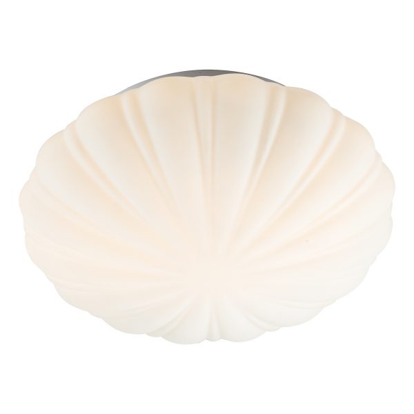Cafe Bathroom Flush Scalloped Opal Glass IP44