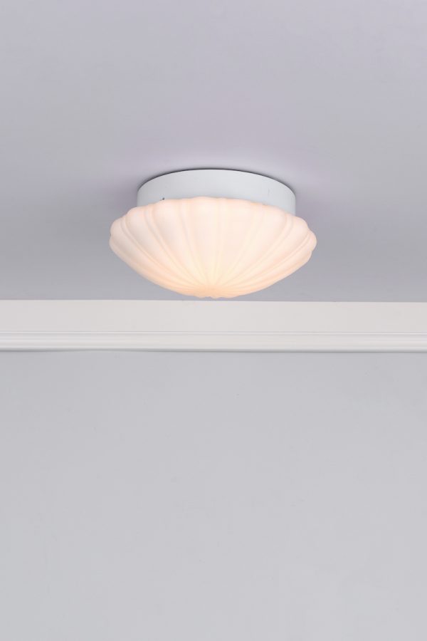 Cafe Bathroom Flush Scalloped Opal Glass IP44 - Image 4