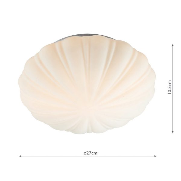 Cafe Bathroom Flush Scalloped Opal Glass IP44 - Image 6