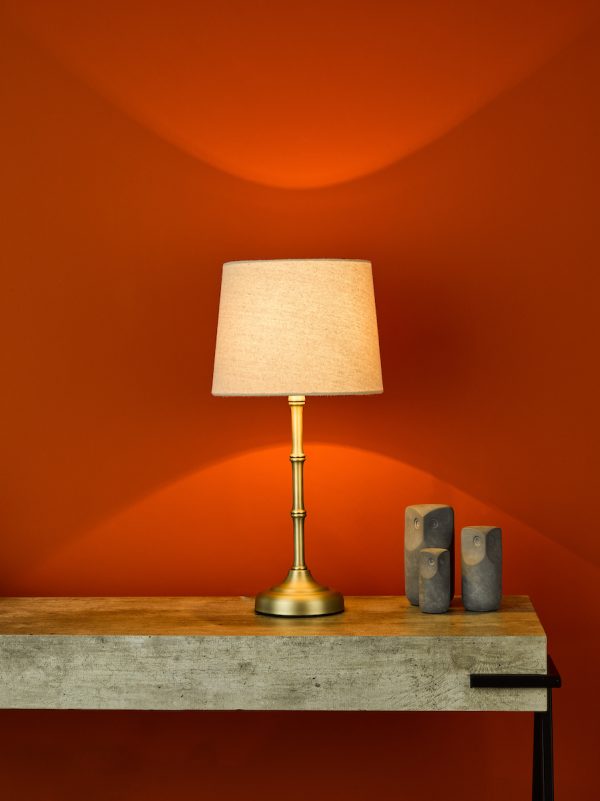 Cane Table Lamp Antique Brass With Shade - Image 6