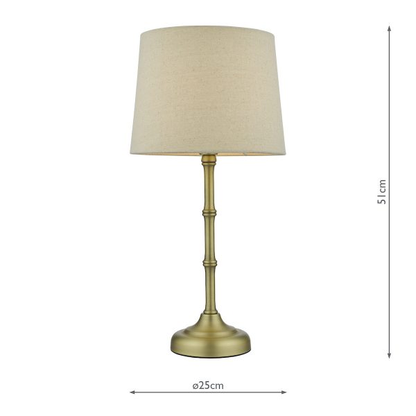 Cane Table Lamp Antique Brass With Shade - Image 7