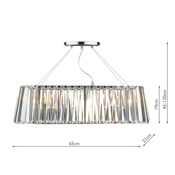 Cecilia 3 Light G9 Oval Linear Pendant Bar - Image 6