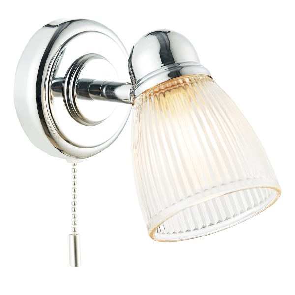 Cedric Bathroom Single Wall Spotlight Polished Chrome Glass IP44