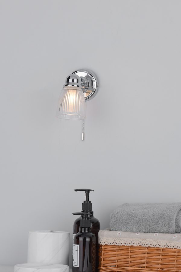 Cedric Bathroom Single Wall Spotlight Polished Chrome Glass IP44 - Image 4