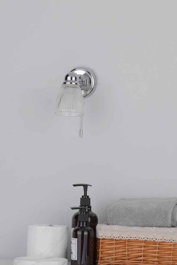 Cedric Bathroom Single Wall Spotlight Polished Chrome Glass IP44 - Image 5