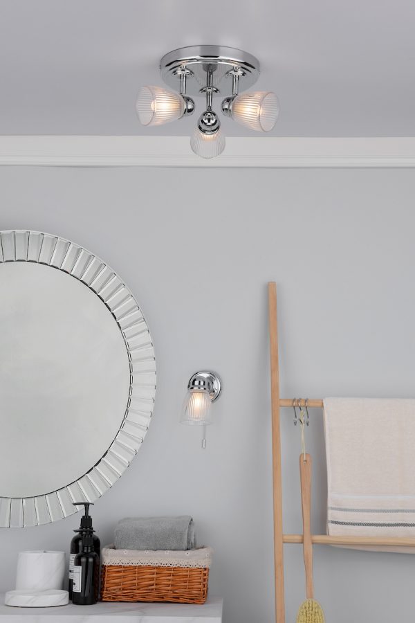 Cedric Bathroom Single Wall Spotlight Polished Chrome Glass IP44 - Image 6