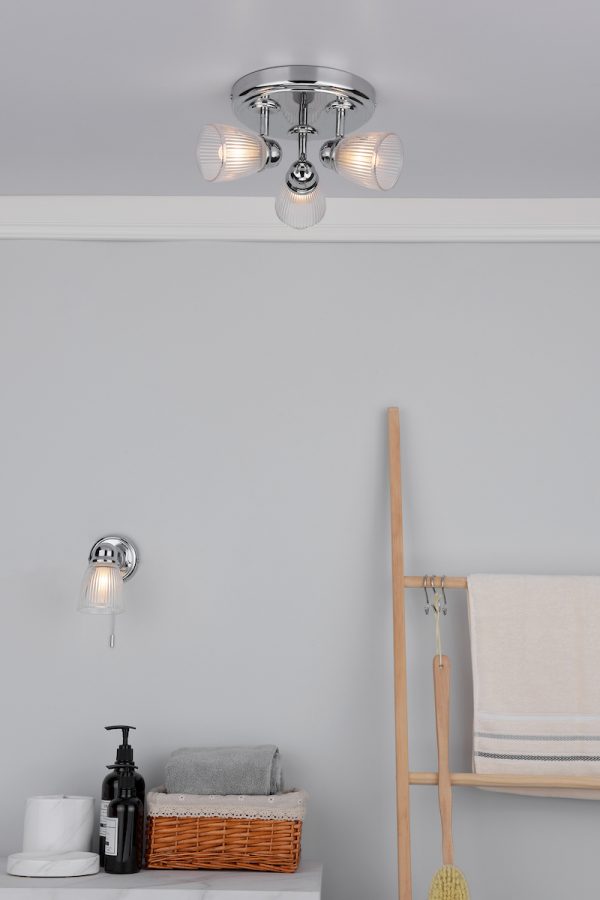 Cedric Bathroom Single Wall Spotlight Polished Chrome Glass IP44 - Image 7