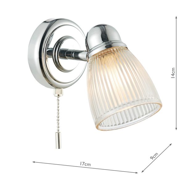 Cedric Bathroom Single Wall Spotlight Polished Chrome Glass IP44 - Image 8