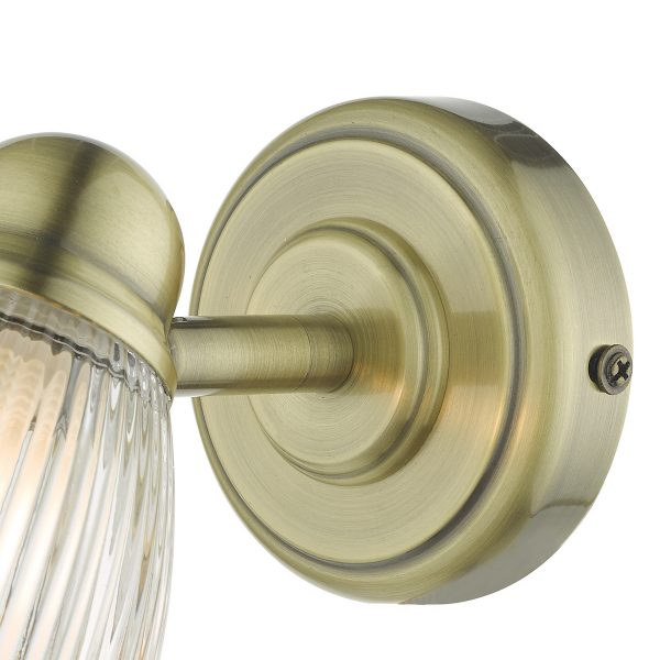 Cedric Bathroom Single Wall Spotlight Antique Brass Glass IP44 - Image 5