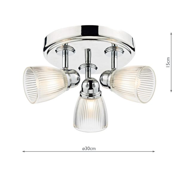 Cedric Bathroom 3 Light Spotlight Polished Chrome Glass IP44 - Image 8