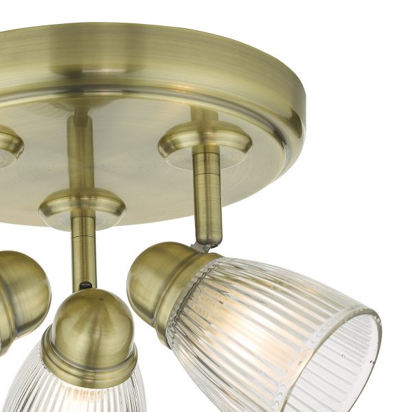 Cedric Bathroom 3 Light Spotlight Antique Brass Glass IP44 - Image 4