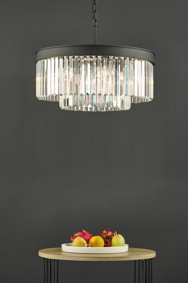 Celeus 6 Light Chandelier Anthracite & Crystal - Image 6
