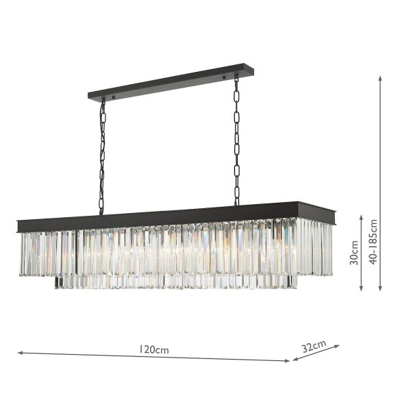 Celeus 6 Light Bar Pendant Anthracite & Crystal - Image 7