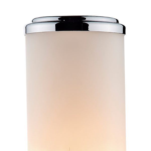 Century Bathroom Wall Light Polished Chrome Opal Glass IP44 - Image 3