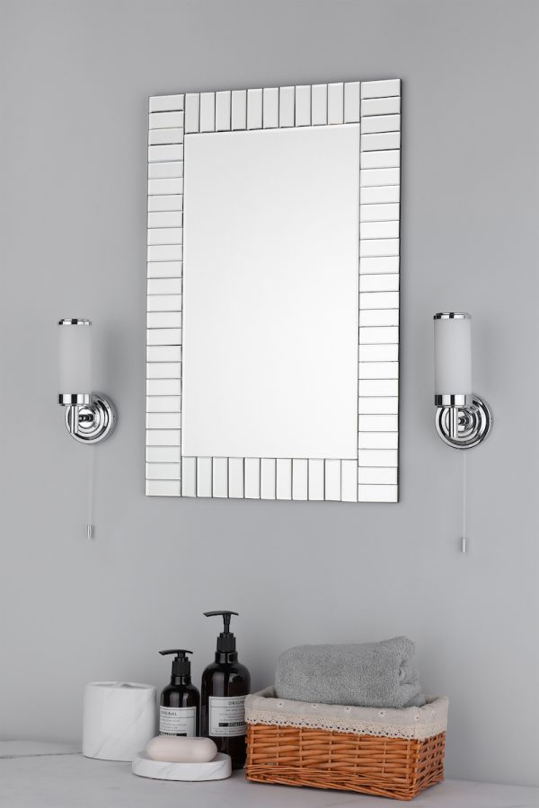 Century Bathroom Wall Light Polished Chrome Opal Glass IP44 - Image 5