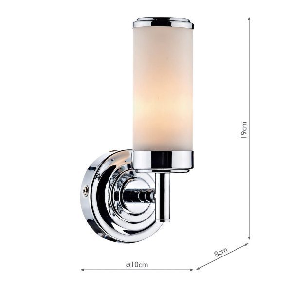 Century Bathroom Wall Light Polished Chrome Opal Glass IP44 - Image 6