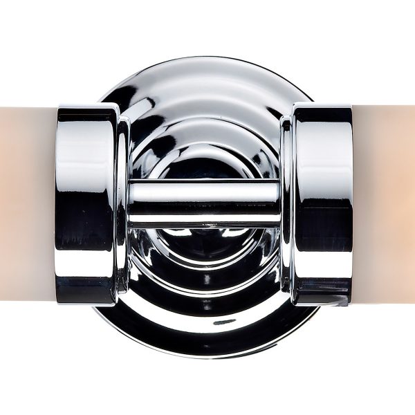 Century Bathroom 2 Light Wall Light Polished Chrome Opal Glass IP44 - Image 2