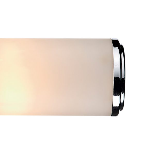Century Bathroom 2 Light Wall Light Polished Chrome Opal Glass IP44 - Image 3