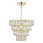 Cerys Single Pendant Polished Gold and Crystal