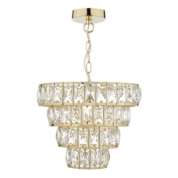 Cerys Single Pendant Polished Gold and Crystal