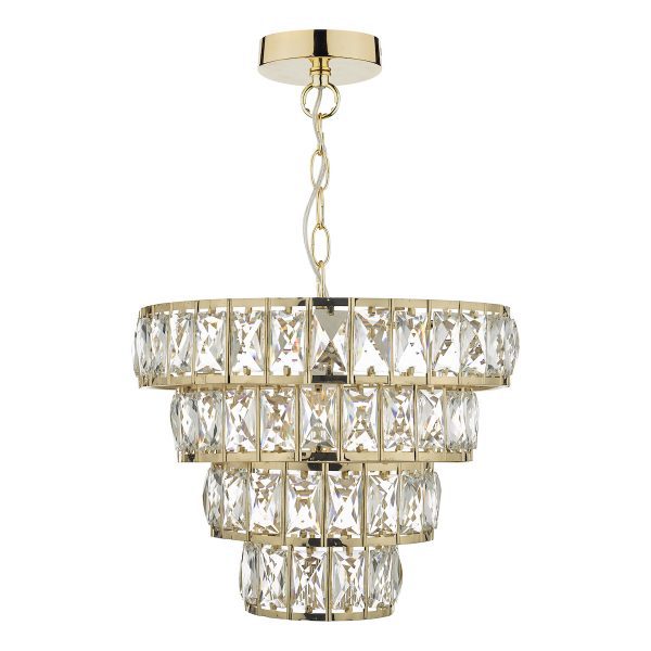 Cerys Single Pendant Polished Gold and Crystal - Image 2