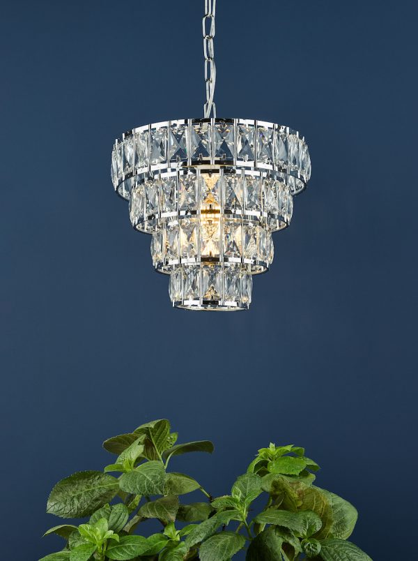 Cerys Single Pendant Polished Chrome and Crystal - Image 6