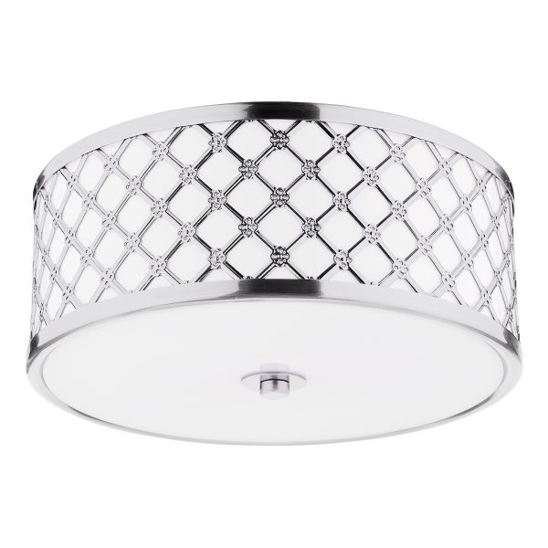 Civic Small 2 Light Flush Polished Chrome Frosted Glass