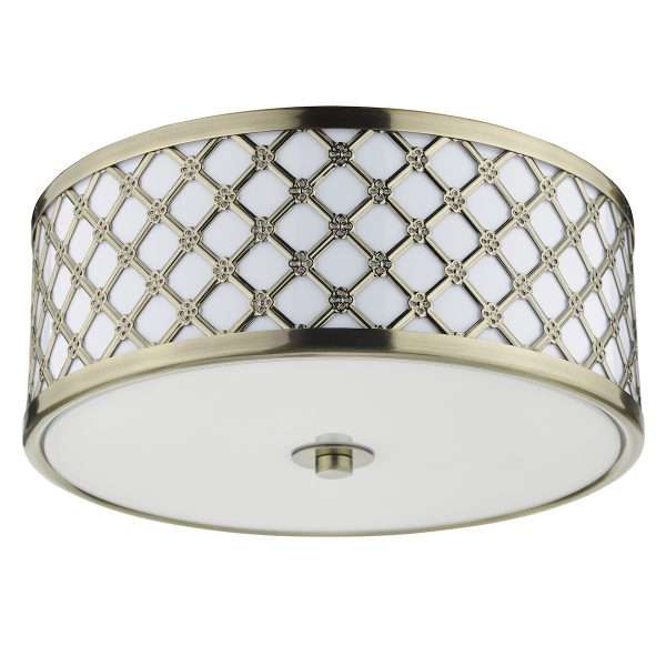 Civic Small 2 Light Flush Antique Brass Frosted Glass - Image 2
