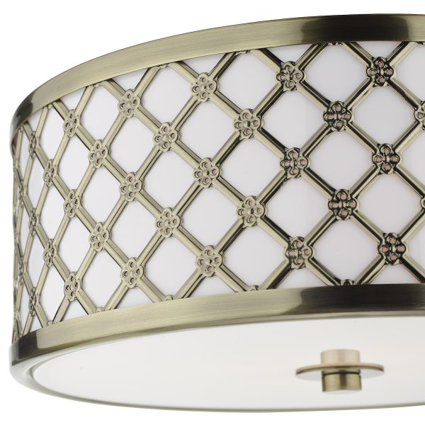 Civic Small 2 Light Flush Antique Brass Frosted Glass - Image 3