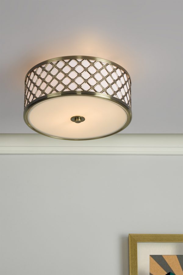 Civic Small 2 Light Flush Antique Brass Frosted Glass - Image 4