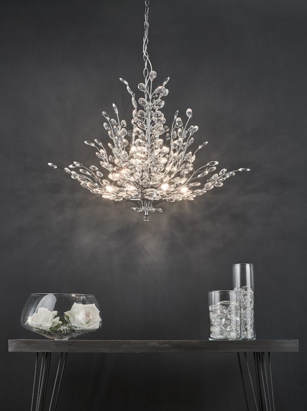 Cordelia 9 Light Pendant Polished Chrome & Crystal - Image 6