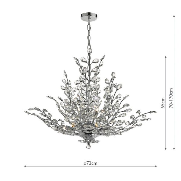 Cordelia 9 Light Pendant Polished Chrome & Crystal - Image 7
