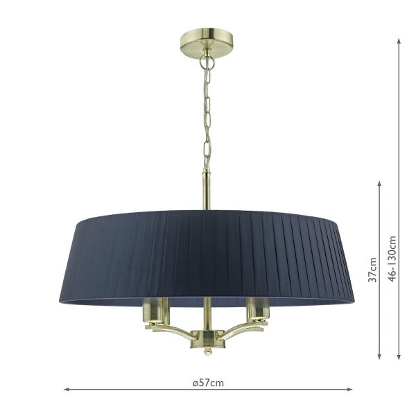Cristin 4 Light Pendant Satin Brass With Navy Shade - Image 5